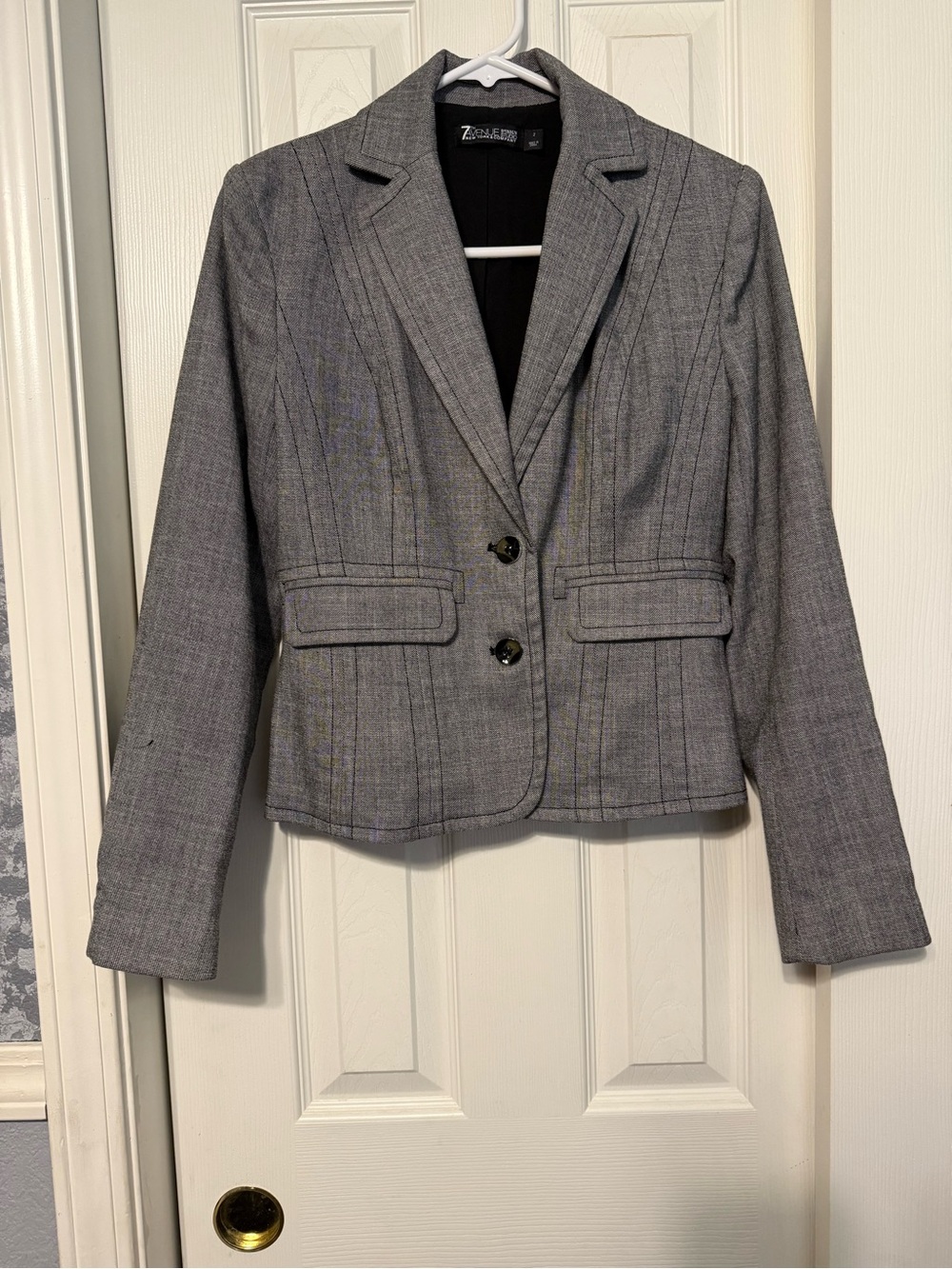 New York & Company Blue and Gray Women's Tailored Blazers - Two-Pack - Picture 6 of 8